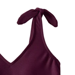 Women's Tie Shoulder Ribbed Flutter Tankini Top