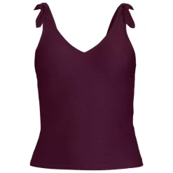 Women's Tie Shoulder Ribbed Flutter Tankini Top