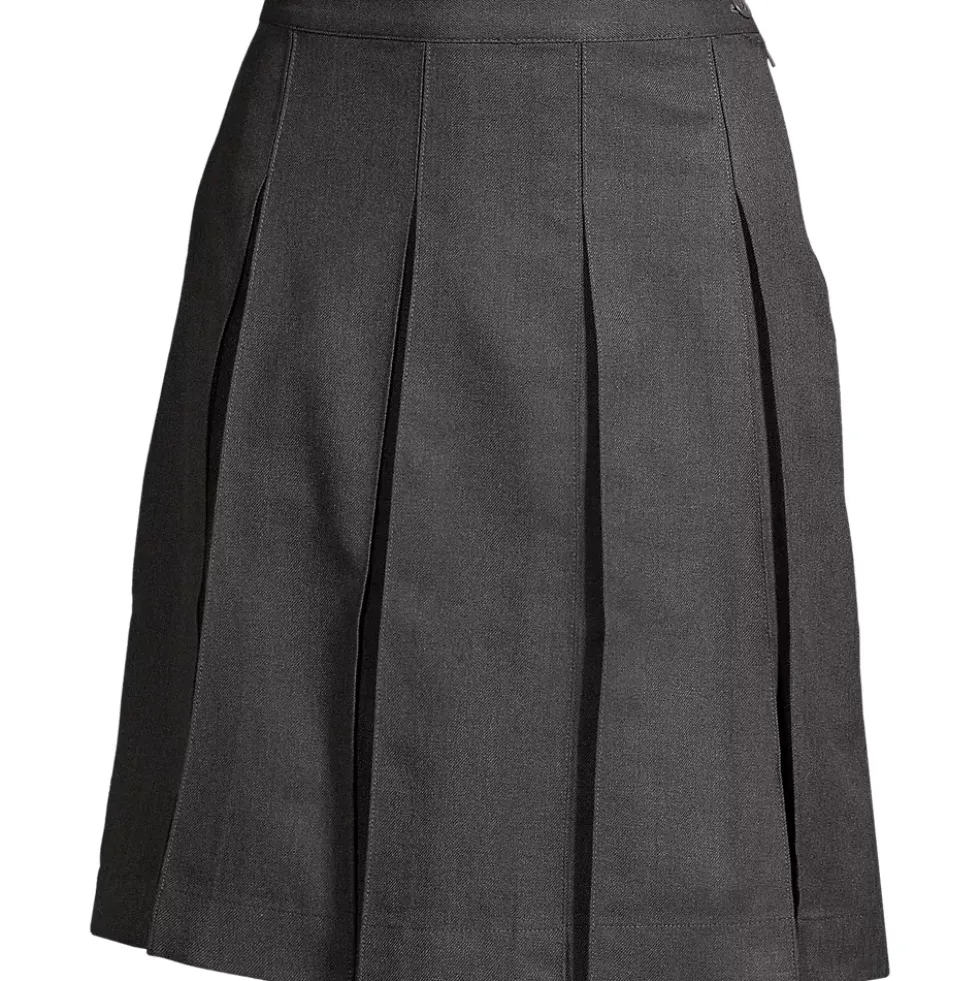 Women's Top of Knee Solid Box Pleat Skirt
