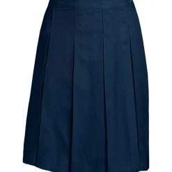 Women's Top of Knee Solid Box Pleat Skirt