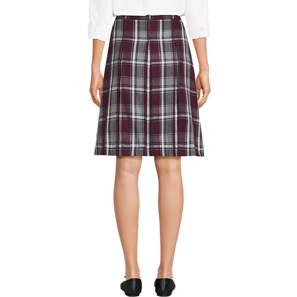 Women's Top of the Knee Plaid Box Pleat Skirt