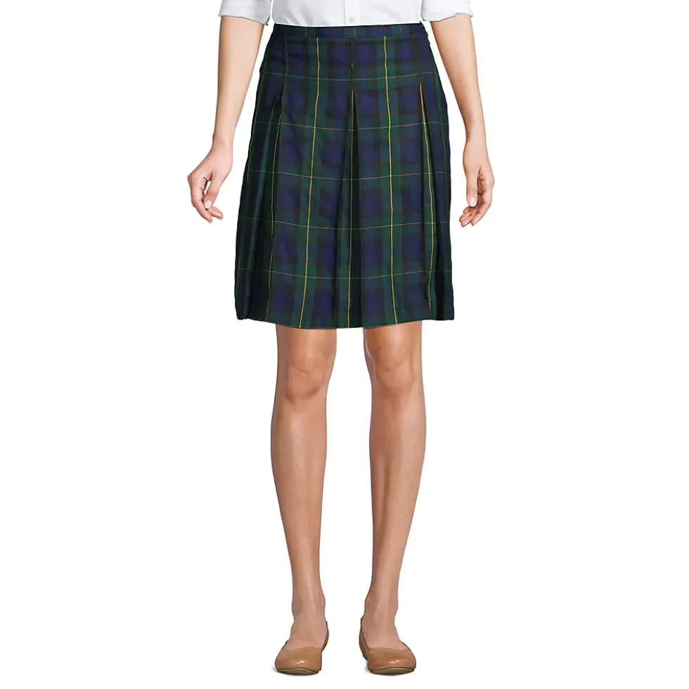 Women's Top of the Knee Plaid Box Pleat Skirt