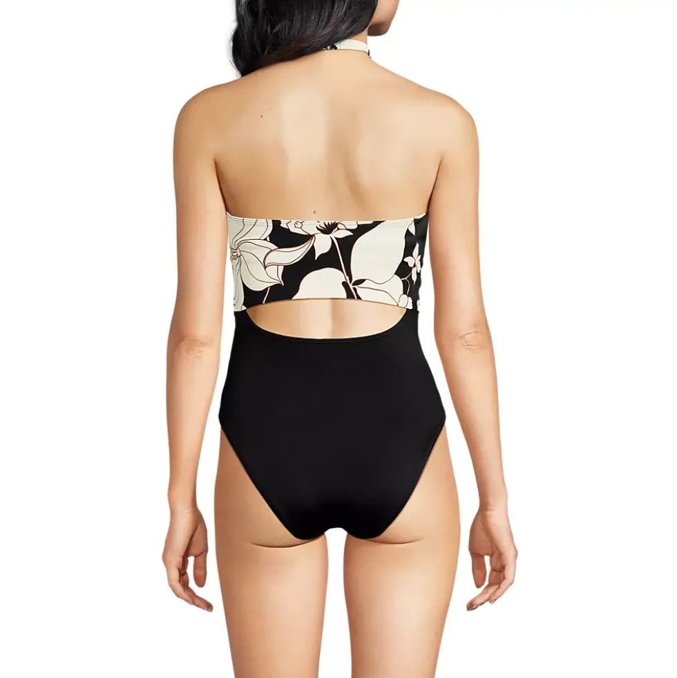 Women's Tugless Halter Monokini High Leg One Piece Swimsuit