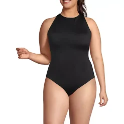 Women's Tugless High Neck Portrait Back One Piece Swimsuit