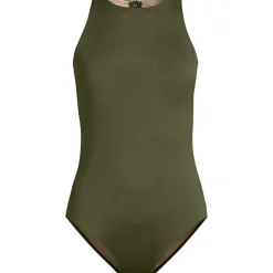 Women's Tugless High Neck Portrait Back One Piece Swimsuit