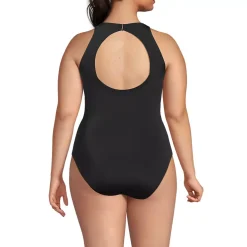 Women's Tugless High Neck Portrait Back One Piece Swimsuit