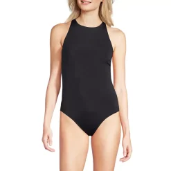 Women's Tugless High Neck Portrait Back One Piece Swimsuit