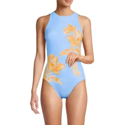 Women's Tugless High Neck Portrait Back One Piece Swimsuit