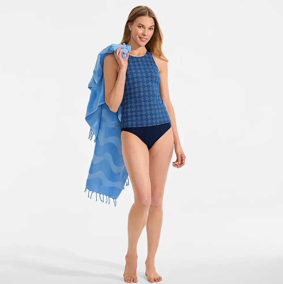Women's Tugless High Neck Strappy Back Tankini Top