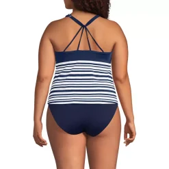 Women's Tugless High Neck Strappy Back Tankini Top