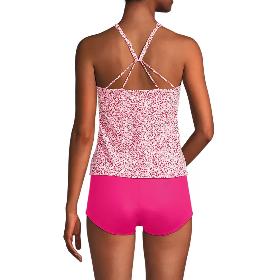 Women's Tugless High Neck Strappy Back Tankini Top