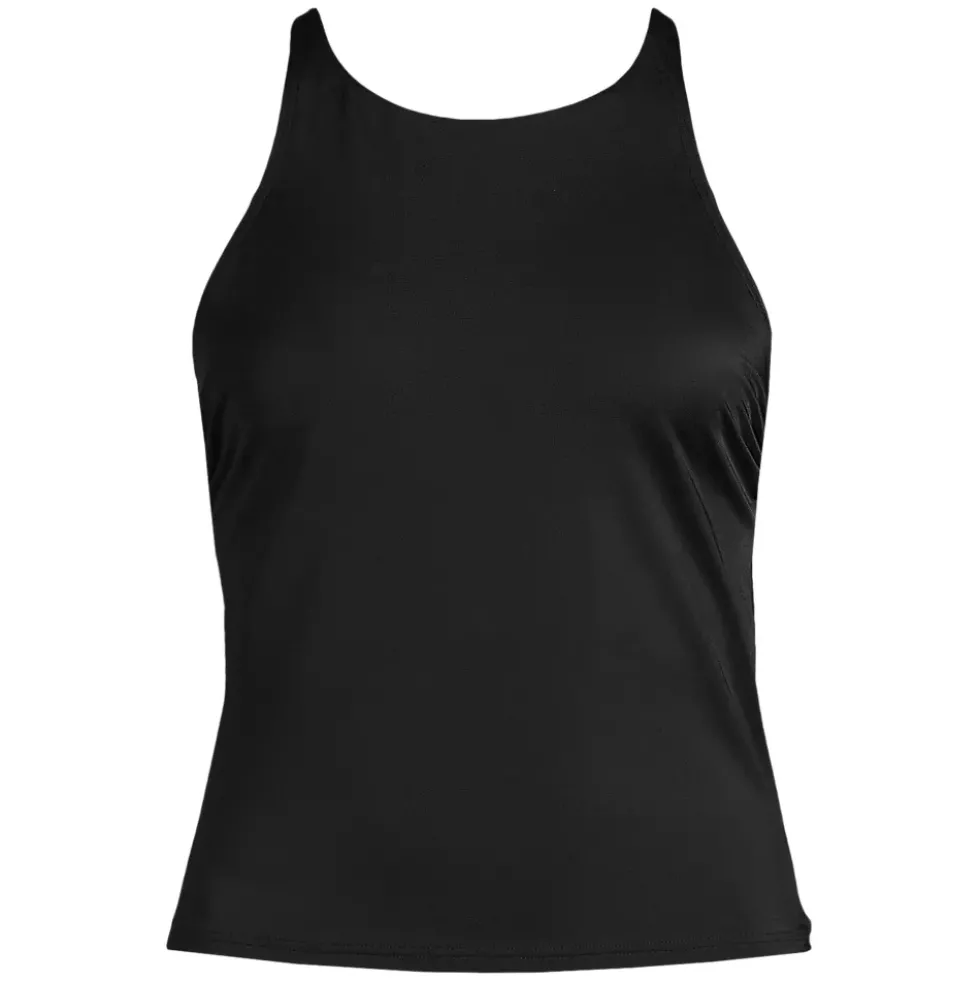 Women's Tugless High Neck Strappy Back Tankini Top
