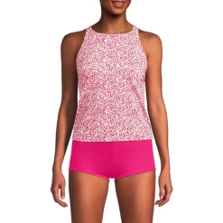 Women's Tugless High Neck Strappy Back Tankini Top