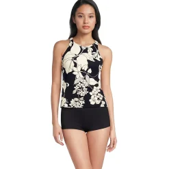 Women's Tugless High Neck Strappy Back Tankini Top