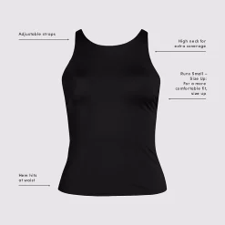 Women's Tugless High Neck Strappy Back Tankini Top