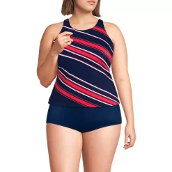 Women's Tugless High Neck Strappy Back Tankini Top