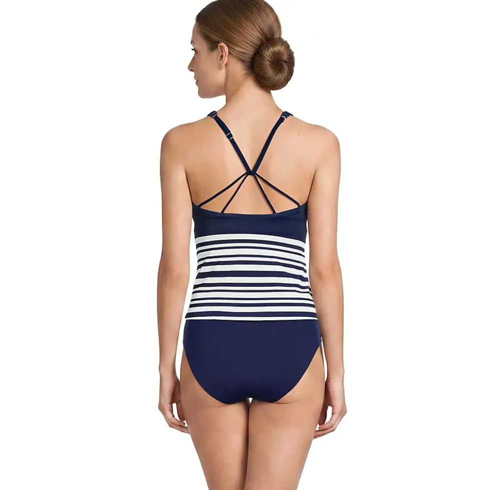 Women's Tugless High Neck Strappy Back Tankini Top