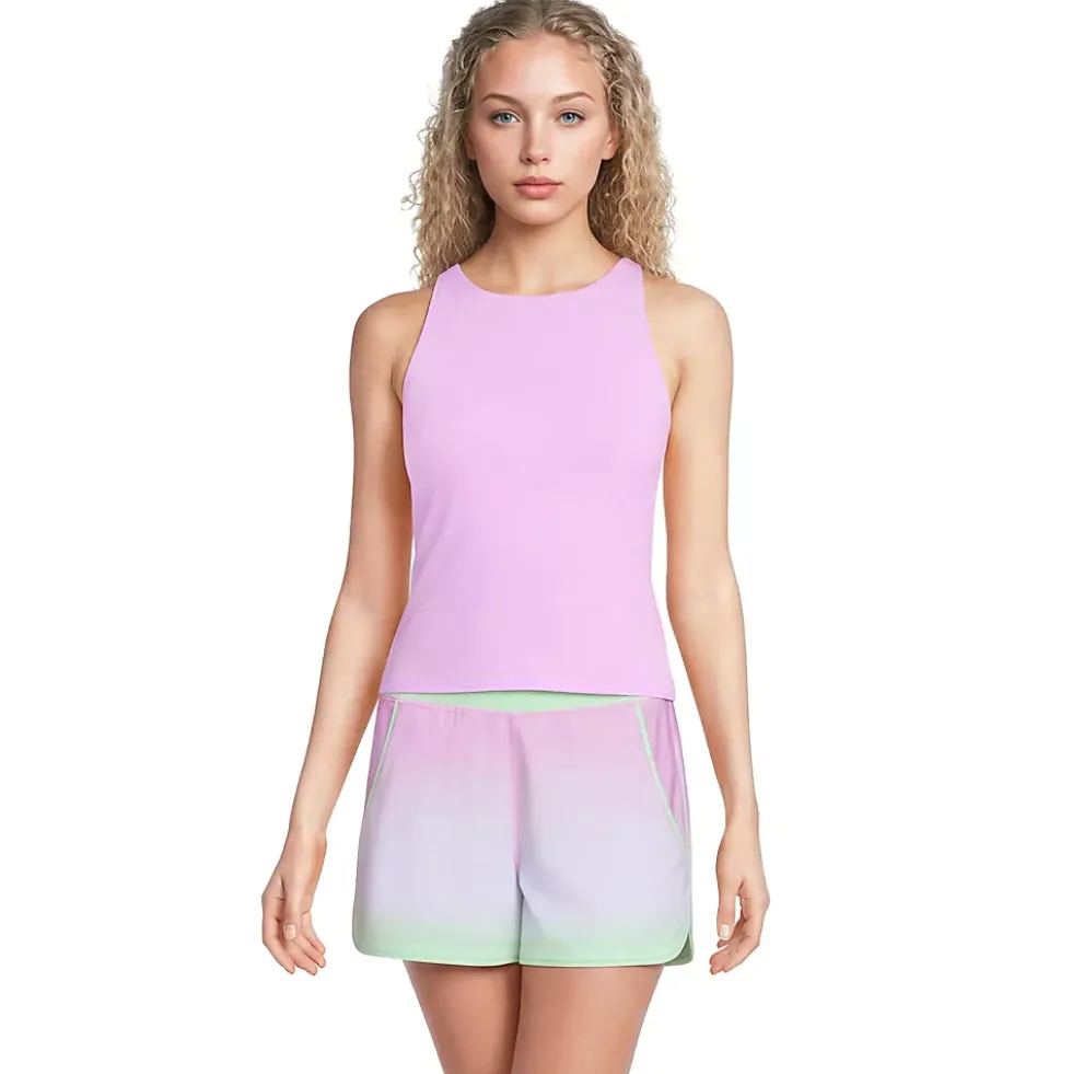 Women's Tugless High Neck Strappy Back Tankini Top