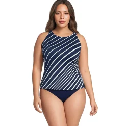 Women's Tugless High Neck Strappy Back Tankini Top