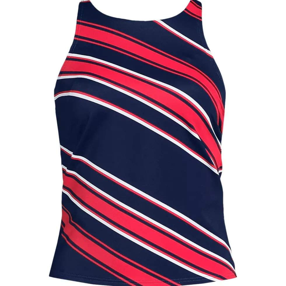 Women's Tugless High Neck Strappy Back Tankini Top