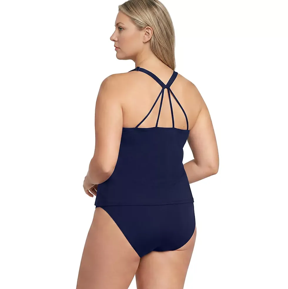 Women's Tugless High Neck Strappy Back Tankini Top