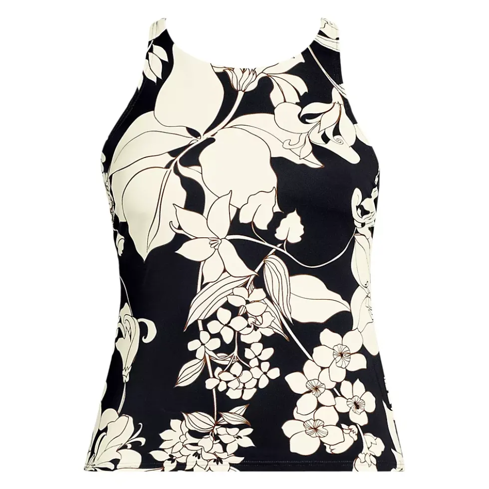 Women's Tugless High Neck Strappy Back Tankini Top