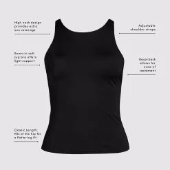 Women's Tugless High Neck Strappy Back Tankini Top
