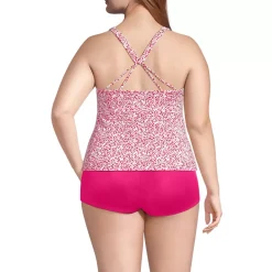 Women's Tugless High Neck Strappy Back Tankini Top