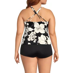 Women's Tugless High Neck Strappy Back Tankini Top