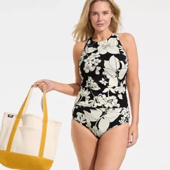 Women's Tugless High Neck Strappy Back Tankini Top