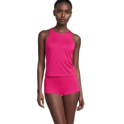 Women's Tugless High Neck Strappy Back Tankini Top