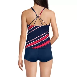 Women's Tugless High Neck Strappy Back Tankini Top