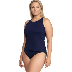 Women's Tugless High Neck Strappy Back Tankini Top