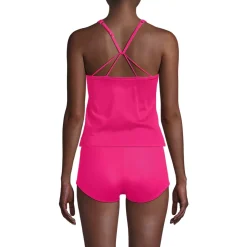 Women's Tugless High Neck Strappy Back Tankini Top