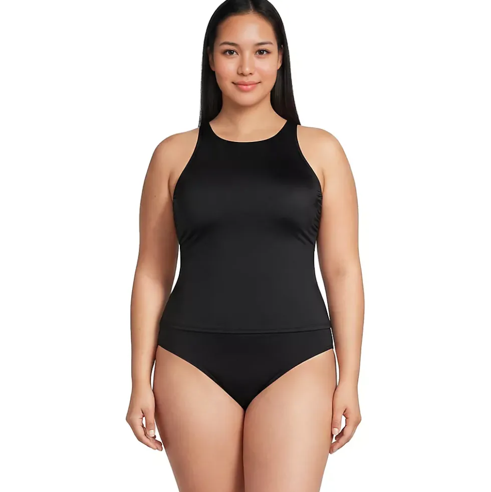 Women's Tugless High Neck Strappy Back Tankini Top