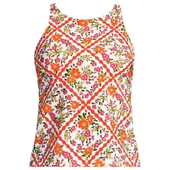 Women's Tugless High Neck Strappy Back Tankini Top