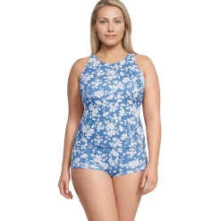 Women's Tugless High Neck Strappy Back Tankini Top