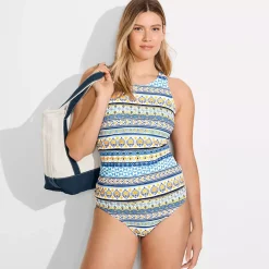 Women's Tugless High Neck Strappy Back Tankini Swimsuit Top