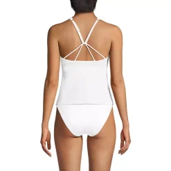 Women's Tugless High Neck Strappy Back Tankini Swimsuit Top