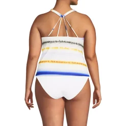 Women's Tugless High Neck Strappy Back Tankini Swimsuit Top