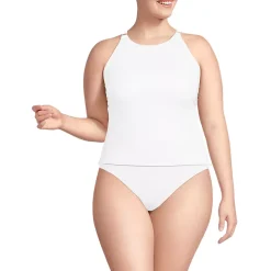 Women's Tugless High Neck Strappy Back Tankini Swimsuit Top