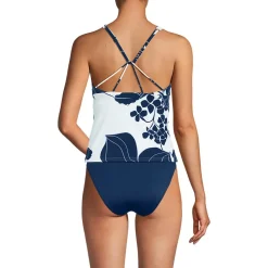 Women's Tugless High Neck Strappy Back Tankini Swimsuit Top