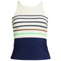 Women's Tugless High Neck Strappy Back Tankini Swimsuit Top