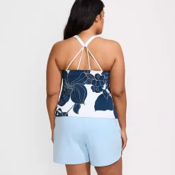 Women's Tugless High Neck Strappy Back Tankini Swimsuit Top