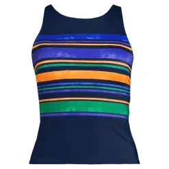 Women's Tugless High Neck Strappy Back Tankini Swimsuit Top
