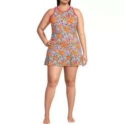 Women's Tugless High Neck Swim Dress Swimsuit