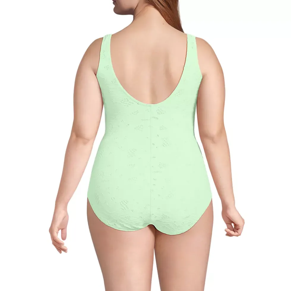 Women's Tugless Low Leg Lace One Piece Swimsuit