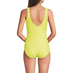 Women's Tugless Low Leg Textured One Piece Swimsuit