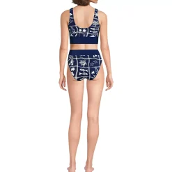 Women's Tugless Midkini Top and High Waisted Bottom Swimsuit Set