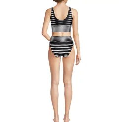 Women's Tugless Midkini Top and High Waisted Bottom Swimsuit Set